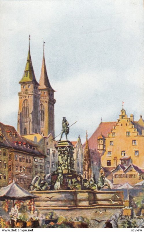 NURNBERG, Bavaria, Germany, 1900-1910s; Neptunbrunnen