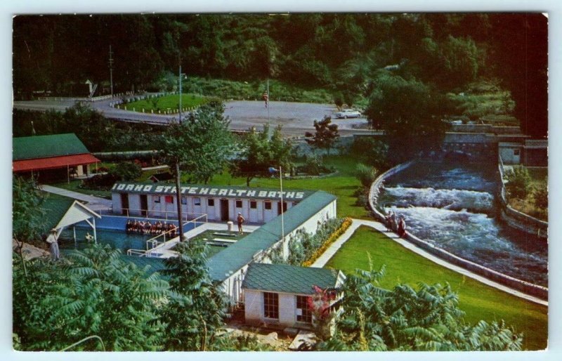 LAVA HOT SPRINGS, ID ~ Birdseye View IDAHO STATE HEALTH BATHS ca 1960s Postcard