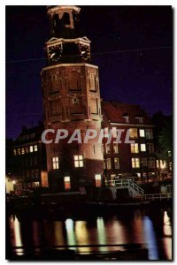 Postcard Modern Amsterdam Oude Schans with tower Montelbaan