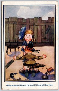 Postcard c1918 Artist Signed Ludgate Only Say You’ll Love Me and I’ll Bear All..