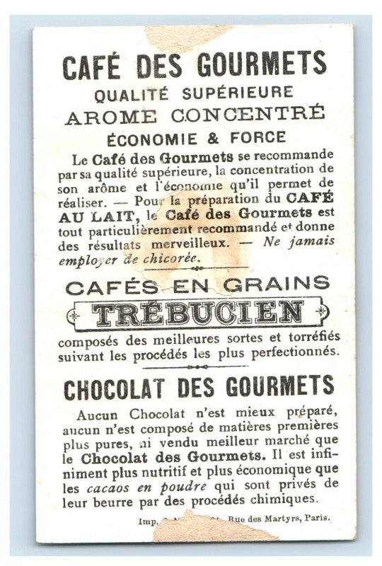 1880s French Gourmet Chocolates Trebucien Two Gentlemen Talking F155