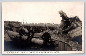 Ostend German Artillery Soldiers @ Battery Tirpitz~Admiral Küstrin Prussia RPPC