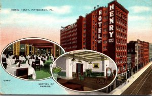 Pennsylvania Pittsburgh Hotel Henry Showing Cafe and Section Of Parlor
