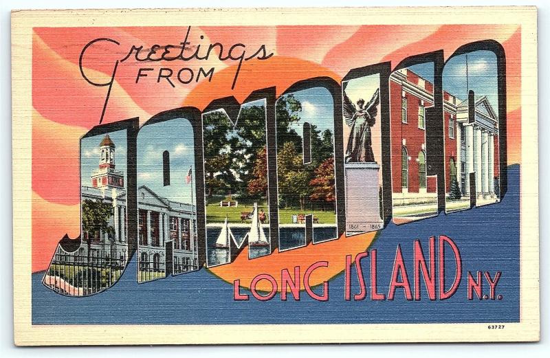 Postcard NY Jamaica Large Letter Greetings from Jamaica New York