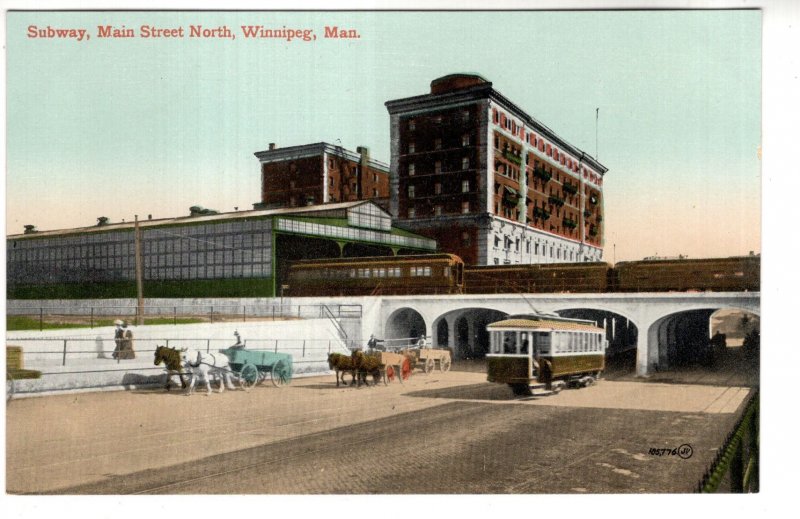 Subway, Main Street North, Winnipeg, Manitoba, Train Bridge