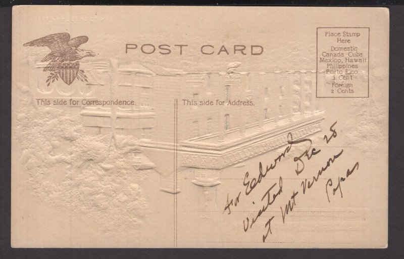 Virginia MOUNT VERNON - Washington Mansion (embossed) ~ DB