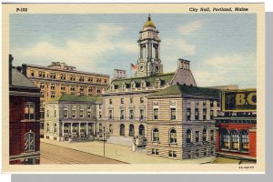 Portland, Maine/ME Postcard, View Of City Hall