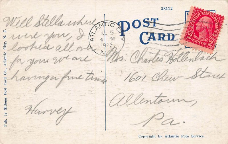 Marlborough  Blenheim Hotel, Atlantic City, Early Postcard, Used in 1925