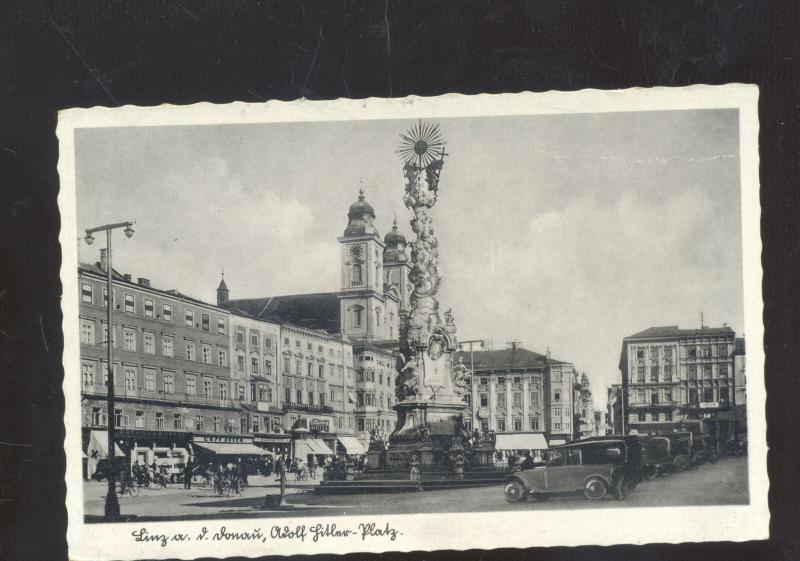 LINZ GERMANY PLATZ 1920's CARS DOWNTOWN STREET SCENE REAL PHOTO POSTCARD