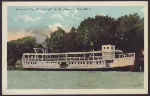 Steamer City of Rockford,Rock River Postcard