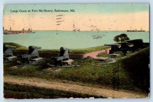 Baltimore Maryland Postcard Large Guns Fort Mc Henry Exterior View c1912 Vintage