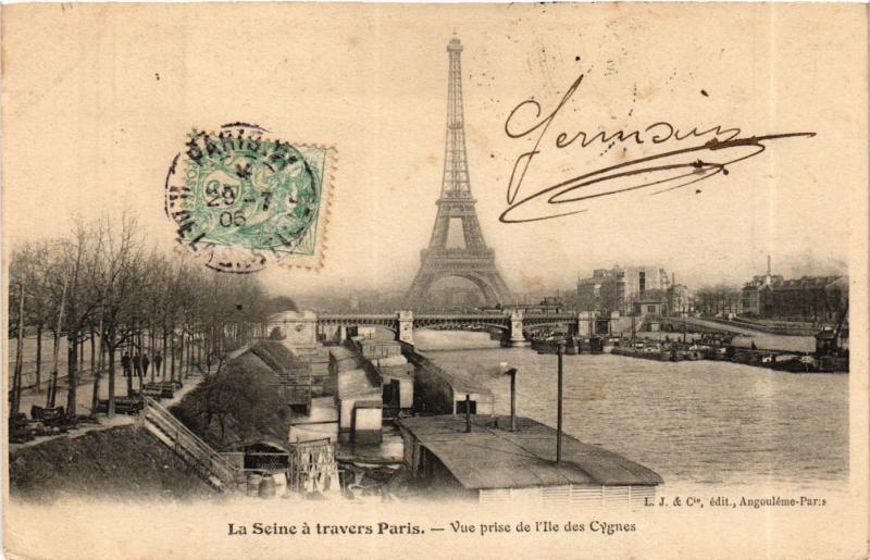 CPA Paris 15e Paris-La Seine á travers, Vue prise de l'Ile des Cygnes (311732)