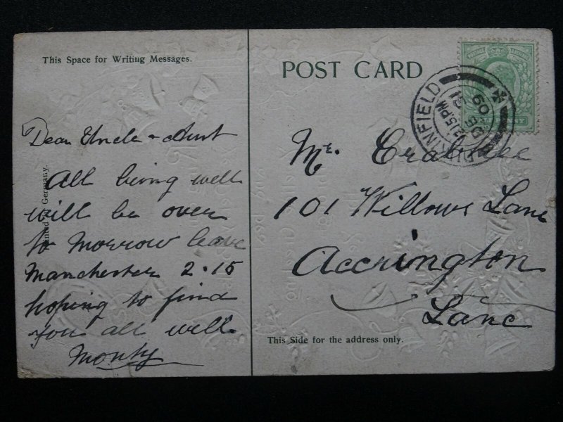 Christmas RING OUT YE MERRY BELLS AND BEAR A YULETIDE GREETING c1909 Postcard