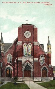 Vintage Postcard St Mary's Roman Catholic Church Gloversville New York CSW Pub.