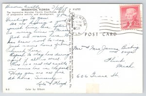 Bradenton Florida~Air View Manatee County Courthouse~Vintage Postcard