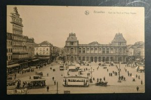 Unused Vintage Brussels Gare Du Nord Et Place Rogler Real Postcard RPPC-