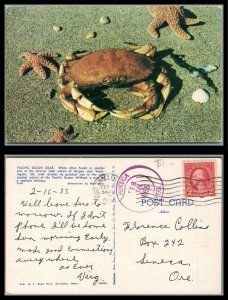 ABRO 1955 Post Card Pacific Ocean Crab Posted Port Angeles