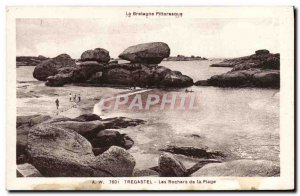 Old Postcard Tregastel The Rocks Beach