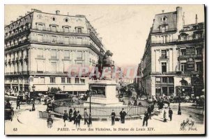 Old Postcard Paris Place des Victoires The Staute of Louis XIV