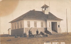 J33/ Baker Montana RPPC Postcard c1910 School House Students  203