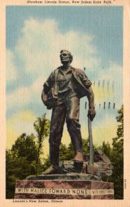 Illinois New Salem State Park Abraham Lincoln Statue 1955 Curteich