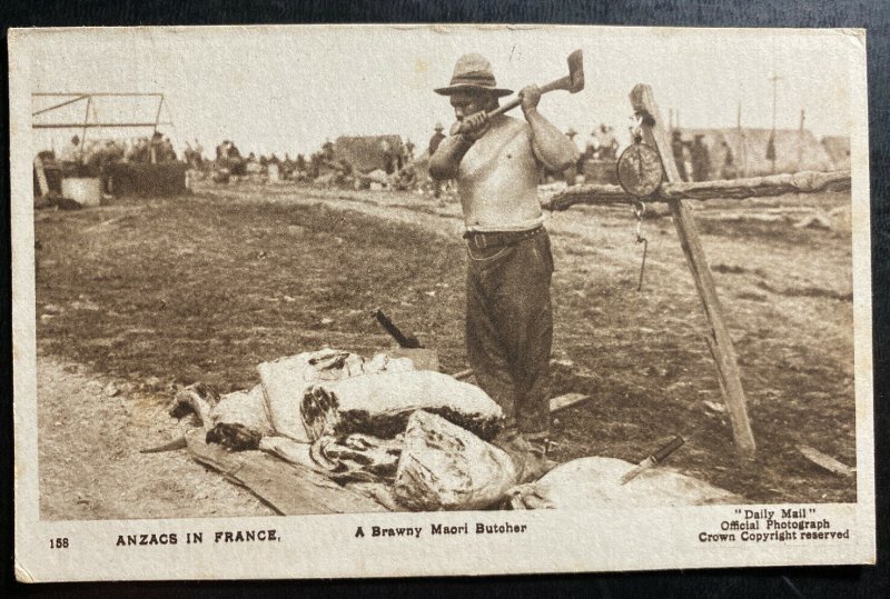 Mint Australia Real Picture Postcard RPPC Anzacs In France Brawny Maori Butcher