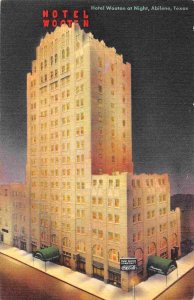 Hotel Wooten at Night Abilene Texas linen postcard