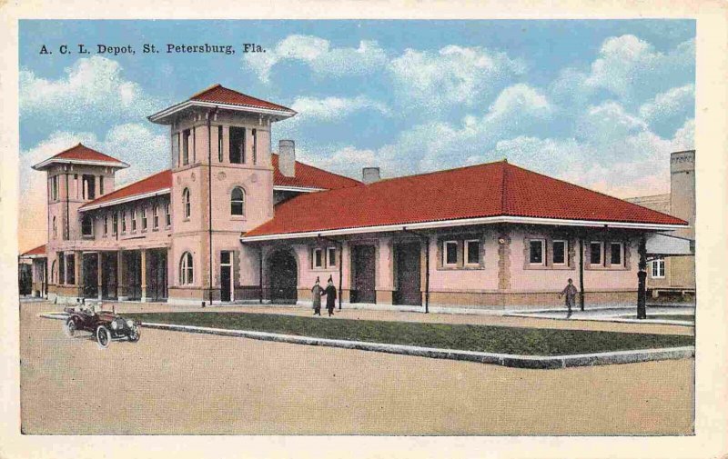 ACL Railroad Train Depot St Petersburg Florida 1920c postcard