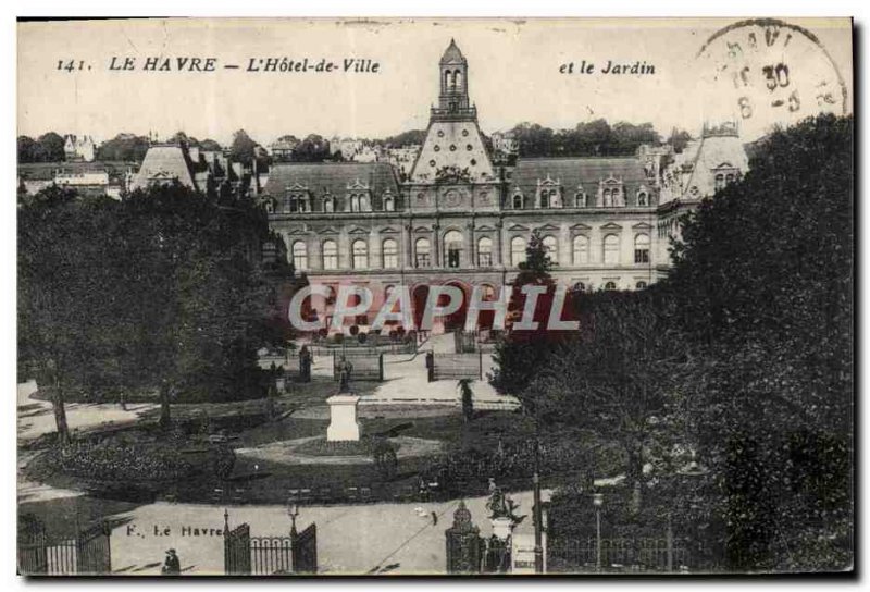 Old Postcard Le Havre L & # 39Hotel Town and garden