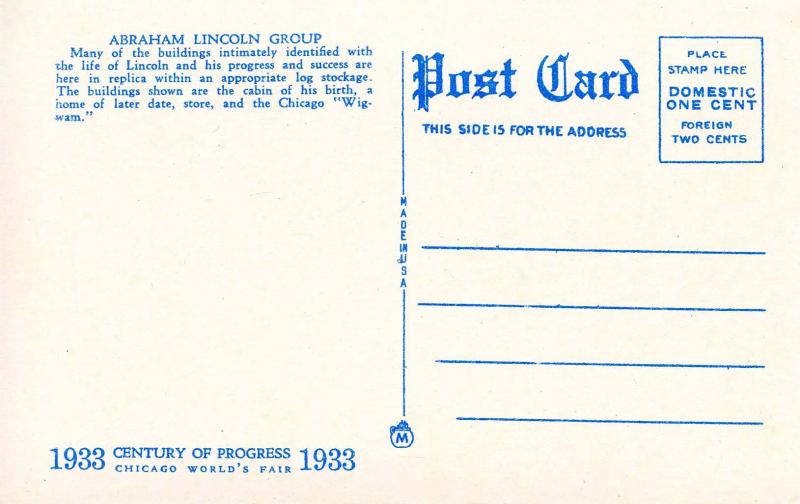 IL - Chicago. 1933 World's Fair. Abraham Lincoln Group