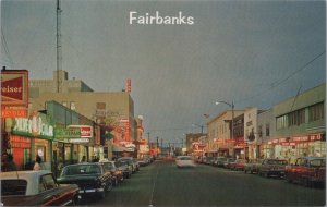 Postcard Fairbanks Alaska Second Avenue Vintage Cars