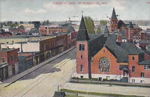 Wisconsin Marinette Birdseye View Of City