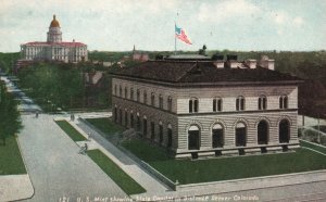 Vintage Postcard 1910's U.S. Mint Showing State Capitol Distance Denver Colorado