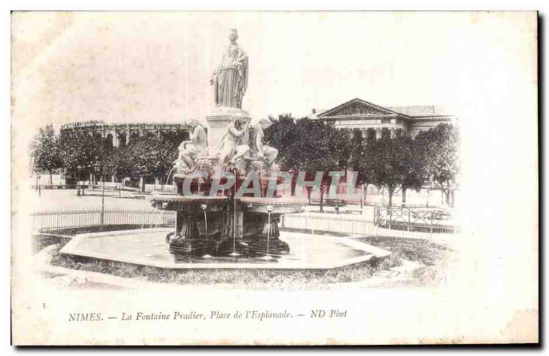 Old Postcard Nimes Fountain Square Pradier I Esplanade