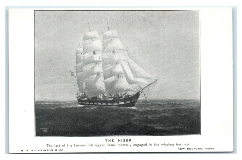 Postcard The Niger, full rigged ship engaged in Whaling business T32