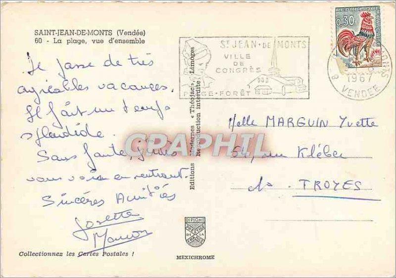 Modern Postcard Saint Jean de Monts (Vendee) The overview PLage