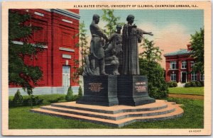 VINTAGE POSTCARD THE ALMER MATER STATUE OF THE UNIVERSITY OF ILLINOIS CHAMPAIGN