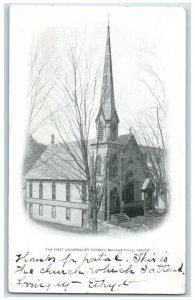 1905 The First Universalist Church Building Tower Bellows Falls Vermont Postcard