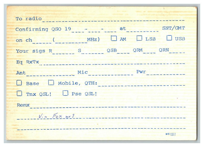 Postcard QSL Radio Card From Sweden 