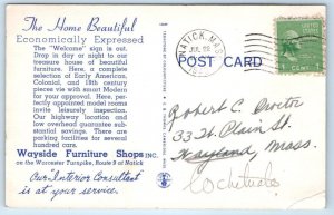 NATICK, MA Massachusetts~ WAYSIDE FURNITURE SHOPS1940 Middlesex County Postcard