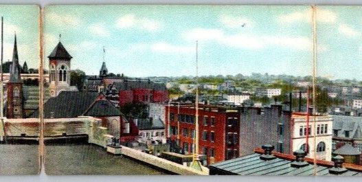 Rare 4 Panel  Albany  New York  Postcard  22 x 3.5 -  Safe Deposit Sign  c1915