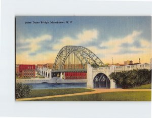 Postcard Notre Dame Bridge, Manchester, New Hampshire