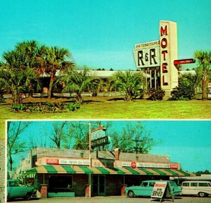 Nahunta Georgia GA R & R Motel Multiview Cars Sign UNP Vtg Chrome Postcard