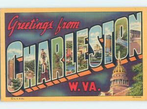 Linen BIG LETTERS Charleston West Virginia WV ho7109