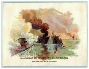 1880s Norwegian Plow Co. Civil War Battle Of Monitor& Merrimac #H