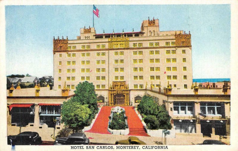 HOTEL SAN CARLOS Monterey, California ca 1920s Vintage Postcard