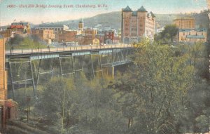 GLEN ELK BRIDGE LOOKING SOUTH CLARKSBURG WEST VIRGINIA POSTCARD 1909