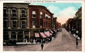 Lewiston, Maine - Downtown on Lisbon St - Alden's Drug Store - c1915