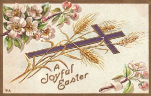 Vintage Postcard A Joyful Easter Flower Crucifix Holiday Special Greetings Wish