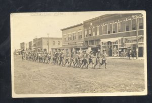 RPPC AFTON OKLAHOMA DOWNTOWN STREET SCENE SOLDIERS REAL PHOTO POSTCARD